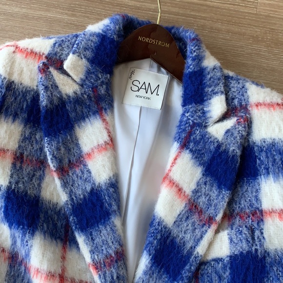 SAM New York brushed wool multicolored plaid women’s size small coat - Picture 16 of 17